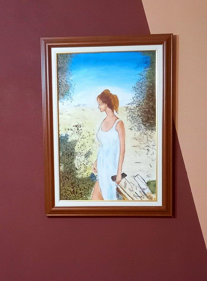 A girl in a white dress, Painting Lazarevic Sinisa