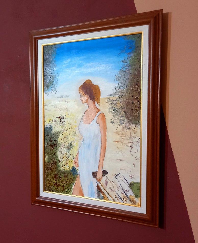 A girl in a white dress, Painting Lazarevic Sinisa