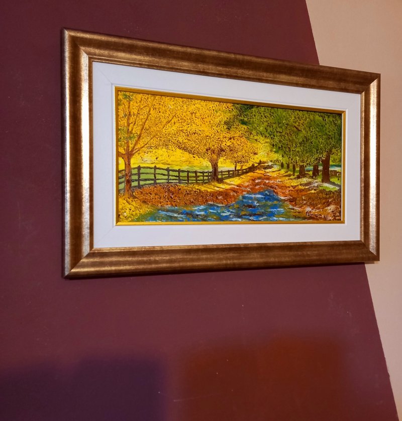 Golden leaves-green magic autumn dream, Painting Lazarevic Sinisa