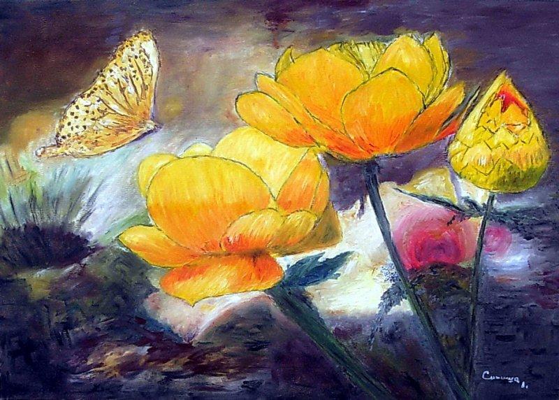 The yellow roses still smell, Painting Lazarevic Sinisa
