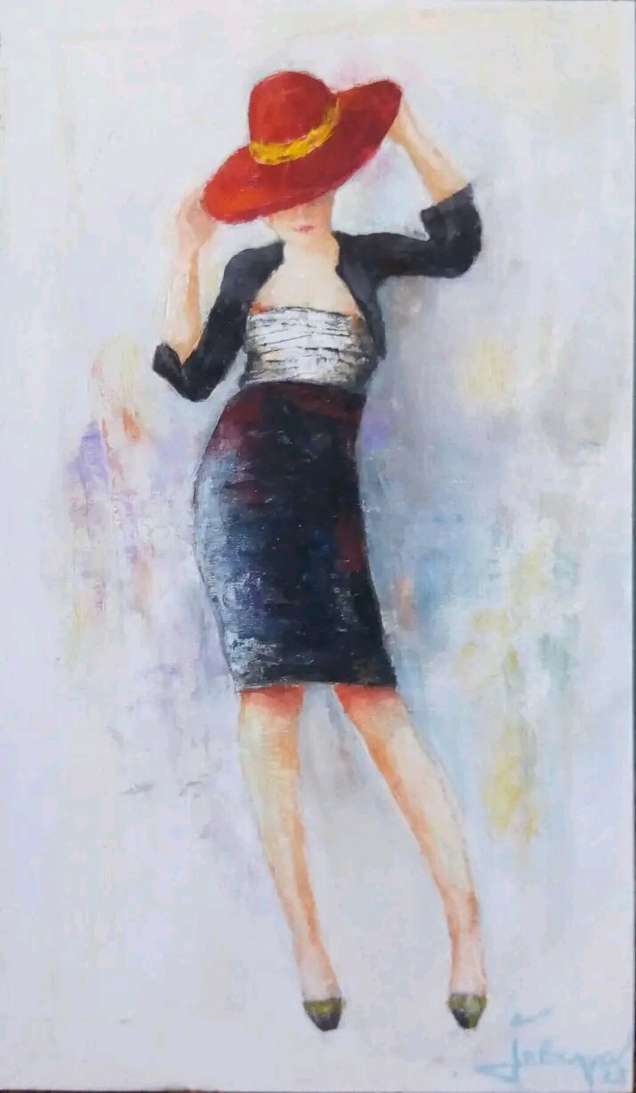 LADY WITH RED HAT