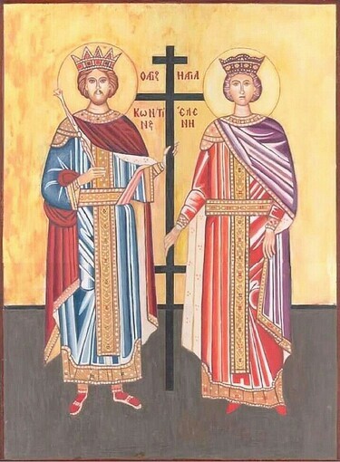 SAINT EMPEROR CONSTANTINE AND EMPRESS JELENA by Kostic Jovica