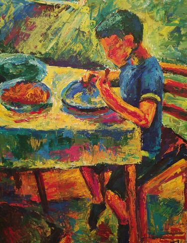 Dečak jede krompir by Midorovic Biljana