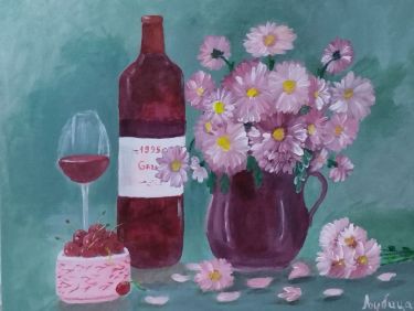 Flowers and wine by Nedovic Ljubica