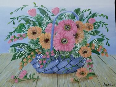 A basket of flowers by Nedovic Ljubica