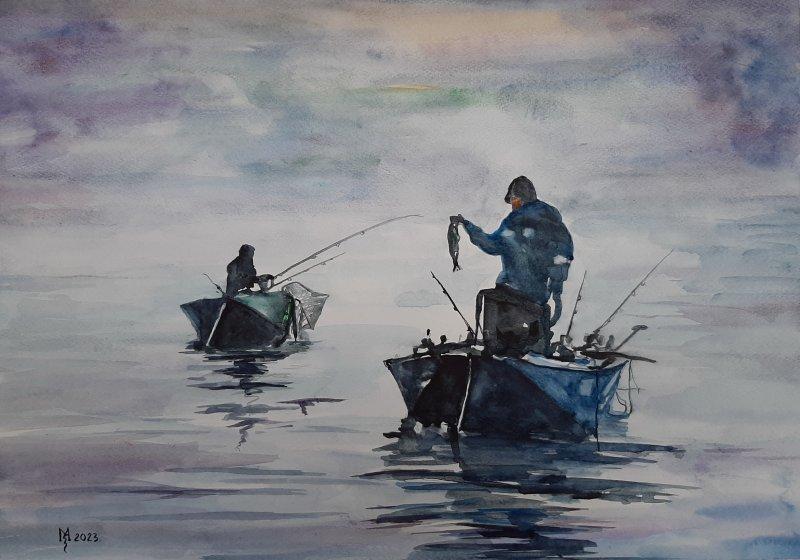 SUCCESSFUL FISHING, Painting Mihajlovic Zoran