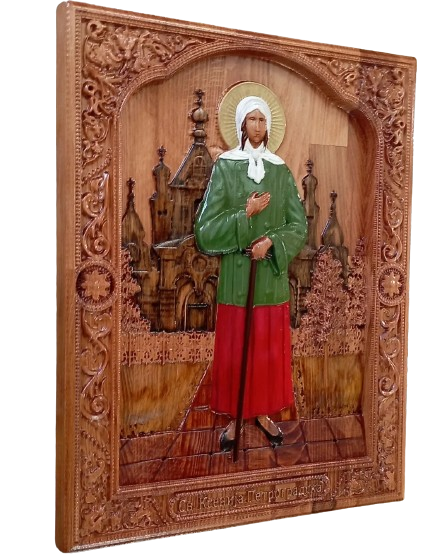 Icon of St Xenia of Petersburg, Carving Danijela Markovic