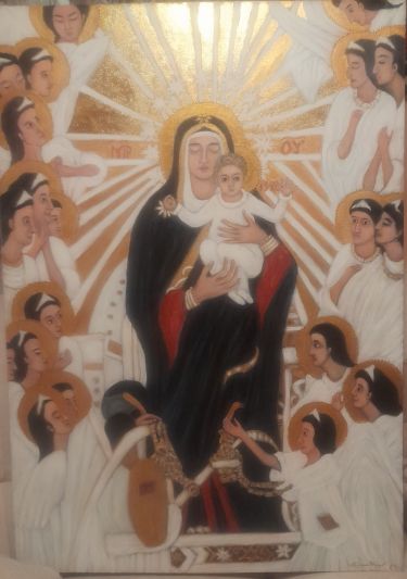 Venerable Mother of God with Jesus and angels by Gordana Todorović