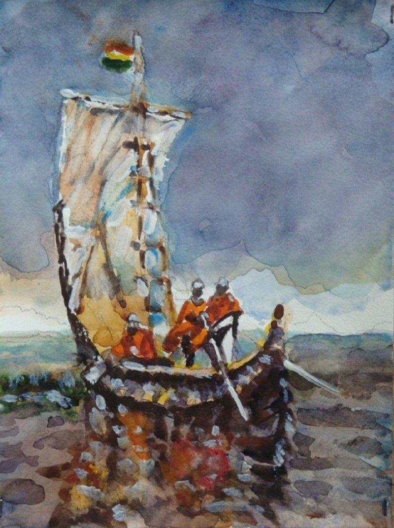 Fishermen, Painting Nelson Chale Cuéllar