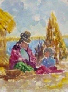 Titicaca lake, Painting Nelson Chale Cuéllar