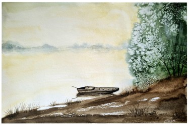 ČAMAC NA OBALI REKE by Danijela Cverdelj