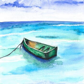 Green boat by Katarina Icelic Trmcic