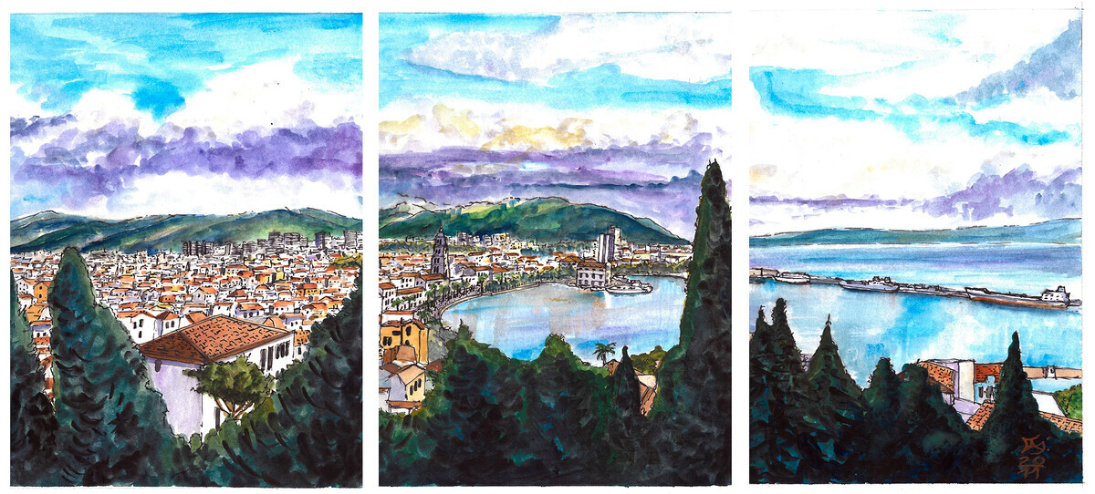 Split City from Marjan Hill,  Croatia (Triptych)