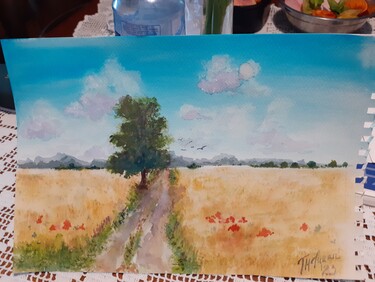 Tree in a field by Tatiana Milina Turanova