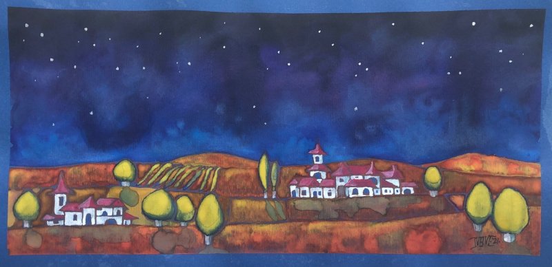 Autmn night, Painting Milos Milosevic