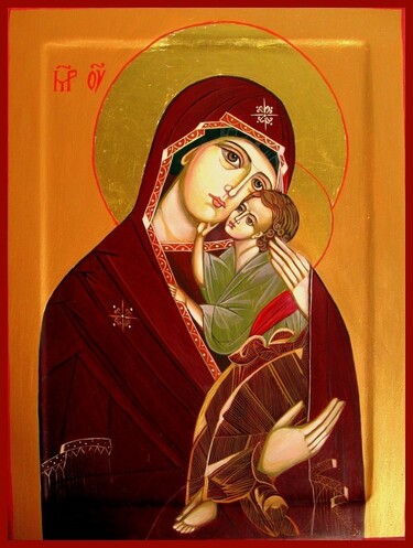 Icon of the Holy Mother of God with the Lord Jesus Christ by Marijana Stevancev