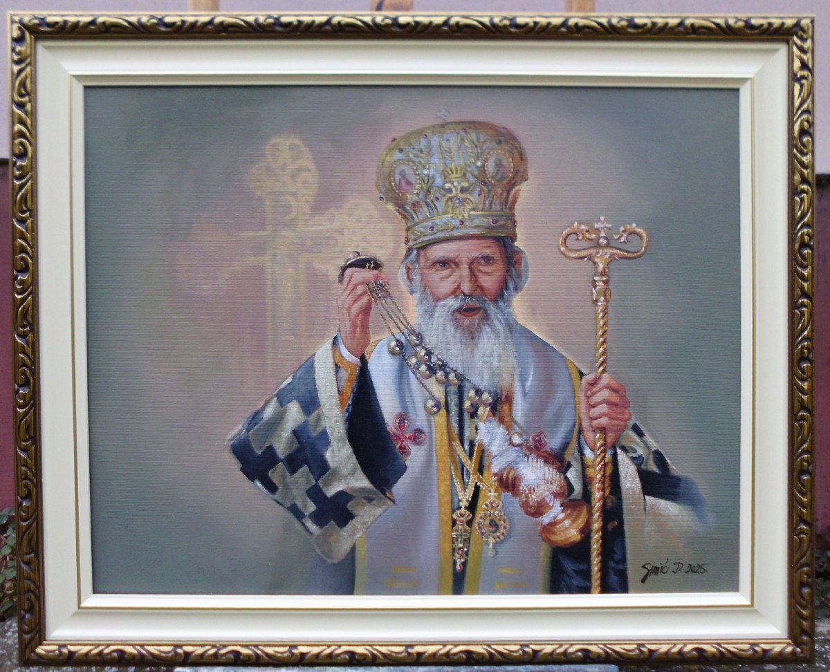 Portrait of Patriarch Paul- framed oil on canvas, 40x50cm