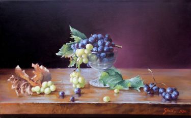 Grapes- oil on canvas 40x65cm by Simic Dragana