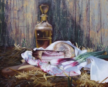 Still life with onions- oil on canvas 40x50cm by Simic Dragana