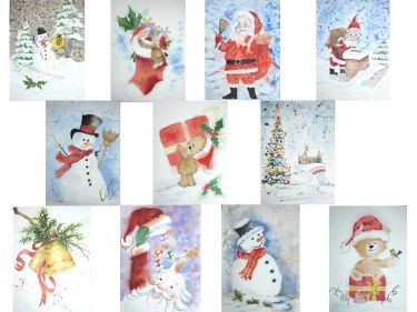 Christmas cards watercolor -14x19cm