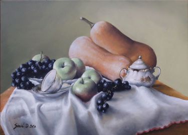 Porcelan and fruits- oil on canvas 40x55cm