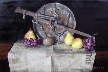 Old beam scale- oil on canvas 40x60cm,  by Simic Dragana