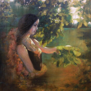 Girl and the sun- oil on canvas 50x60cm