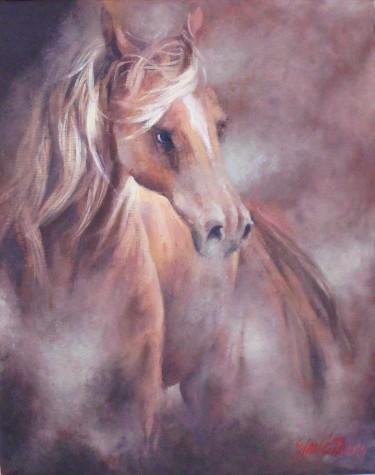 Horse- oil on laminated canvas 24x30cm by Simic Dragana