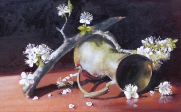 Plum blossom- framed oil on canvas 35x50cm by Simic Dragana
