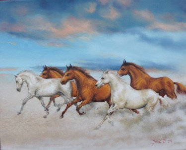 Horses- oil on canvas, 40x50cm by Simic Dragana