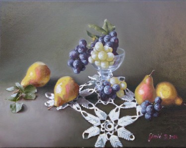 Still life with  fruits- oil on canvas, 35x45cm by Simic Dragana