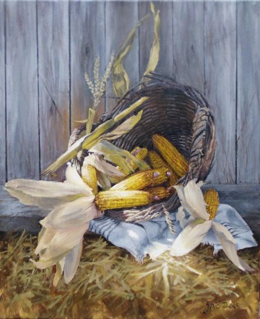 Corn- oil on canvas 40x50cm by Simic Dragana