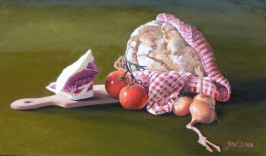 Village still life- oil on canvas 30x50cm by Simic Dragana