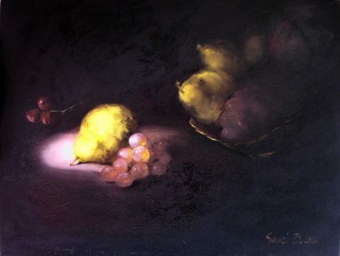 Pear and grapes- oil on canvas 33x44cm by Simic Dragana
