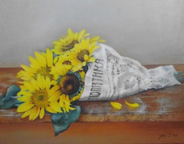 Sunflowers- oil on canvas, 40x50cm by Simic Dragana
