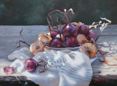 Onions- oil on canvas 40x55cm by Simic Dragana