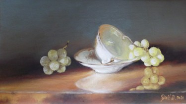 Porcelain cup- oil on canvas 28x43cm by Simic Dragana