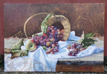 Still life with a basket- oil on canvas, 35x50cm by Simic Dragana