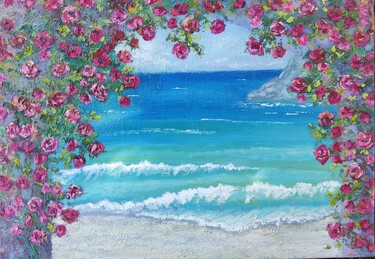 seascape with roses