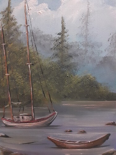 boats 70x50cm oil painting,  by Dusica Stankovic