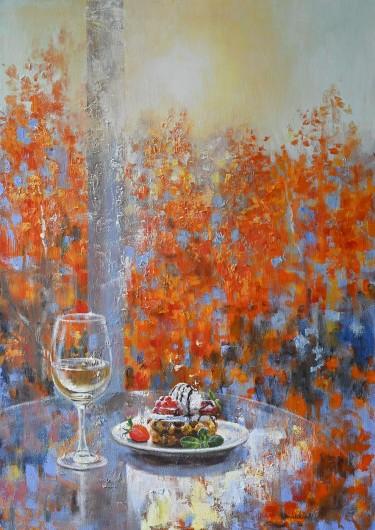 Autumn Morning with a Glass of White Wine by Alena Savchenko - Lukian