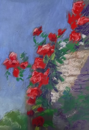 Red Roses by the Wall by Alena Savchenko - Lukian