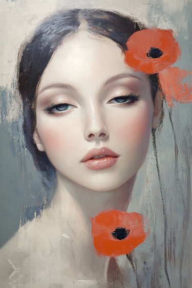 Opulent Portrait with Poppies