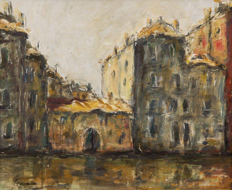 CANAL  IN VENICE – By motif of three artists from the group "Kukryniksy", Painting Slaviša  Petković Panča