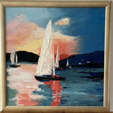 Sailboats at sunset