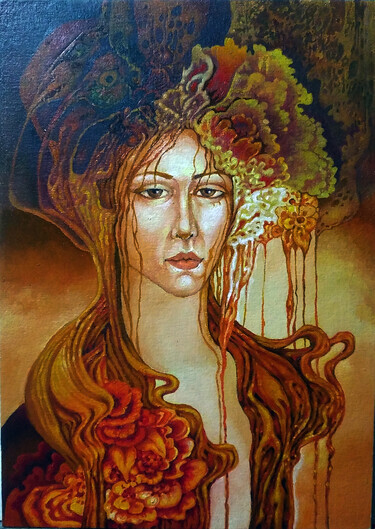Portrait of a woman with flowers by Radomir  Mudrinic