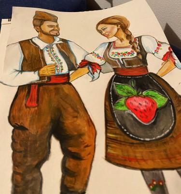 A boy and a girl in Serbian folk costume