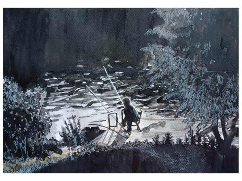 Little fisherman, Painting Milica Zakić