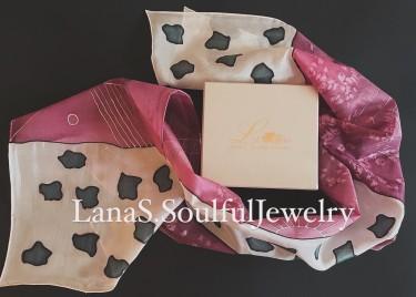 Hand painted silk scarf by Lana S