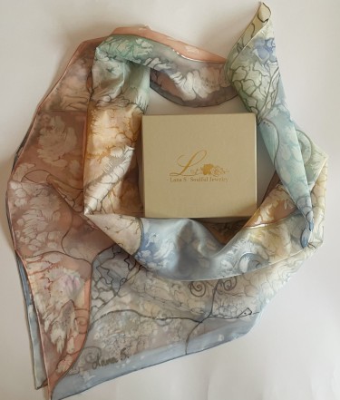 Hand painted silk scarf by Lana S